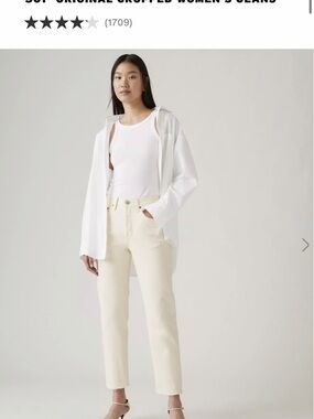 Levi's Off-White Cropped Ankle Jeans- Ecru